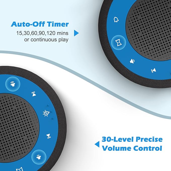 Buffbee Sound Machine & Alarm Clock 2-in-1, 0-100% Clock Face Brightness, Bottom Colored Light, Sleep Timer, Precise 30-Level Volume Control White Noise Machines-CubbioJoy