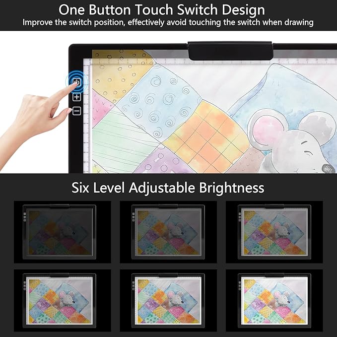 A4 Led Tracing Light Box with Carry Bag Built-in Stand,Ultra-Thin Light Pad Powered by 1500mAh Lithium Battery for Cricut Vinyl, Weeding Tool, Drawing Crafting Box/Board for Tracing, Sketching & HTV-CubbioJoy