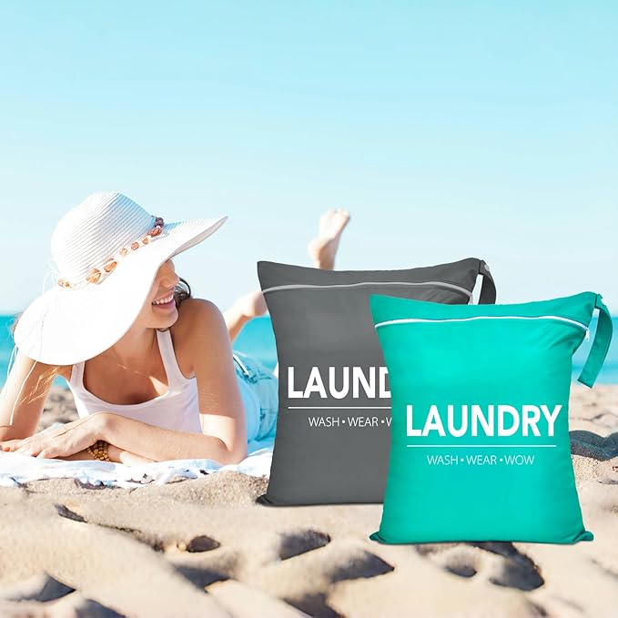 2 Pcs Large Travel Laundry Bag Waterproof Wet Dry Bag Washable Dirty Clothes Bag for Gym Clothes Laundry Wet Clothes Swimming Yoga-CubbioJoy