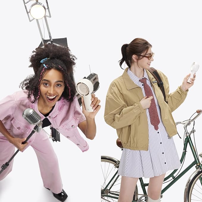 JISULIFE Handheld Portable Turbo Fan [16H Max Cooling Time], 4000mAh USB Rechargeable Personal Battery Operated Mini Small Pocket Fan with 5 Speeds for Travel/Outdoor/Vacation/Concerts - Brown-CubbioJoy