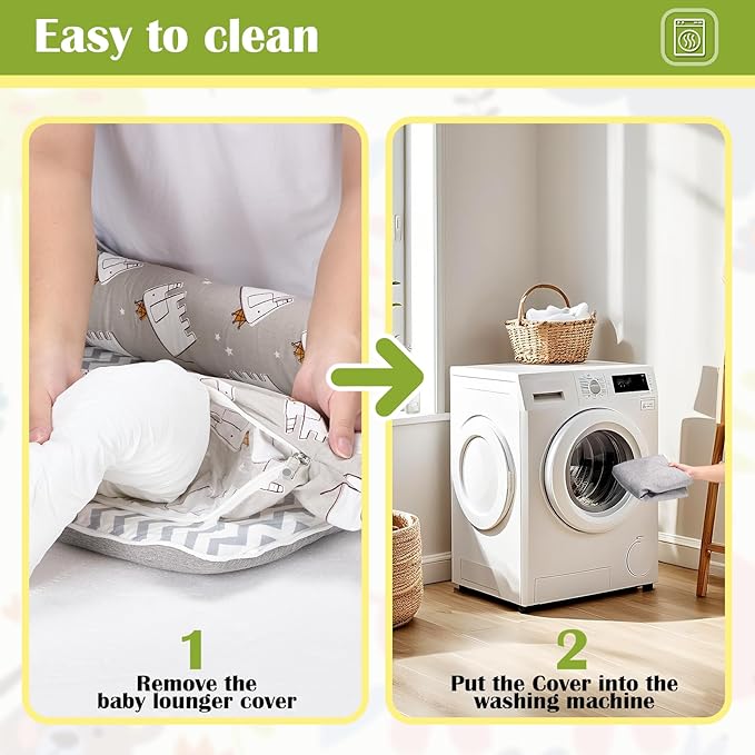 Baby Lounger for Newborn Portable Bag,Baby Lounger Play Mat for Awake-Time,Newborn Babies Essentials Gifts 0-24 Months Home Travel(Elephant Grey)-CubbioJoy