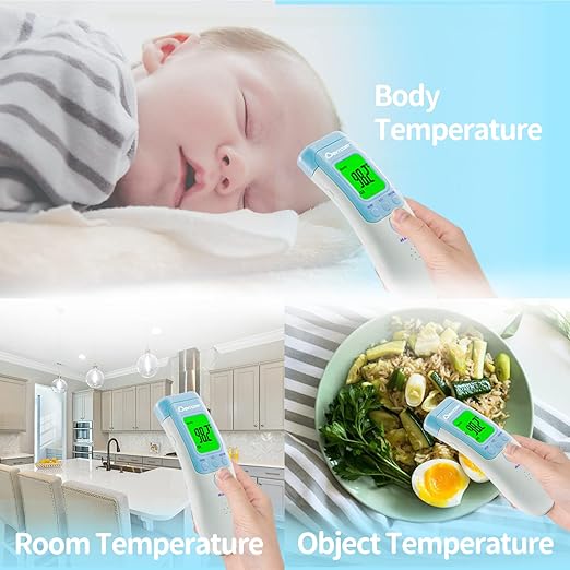 Berrcom Forehead Thermometer for Adults and Kids, Non-Contact Infrared Digital Thermometers for Fever, Room, and Object, Touchless Temperature Gun with Fever Alert-CubbioJoy
