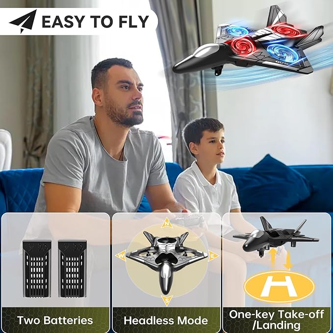 4DRC V31 RC Plane with Camera, Foam Remote Control Drones with Camera for Kids Adults 8-12 12-16, Remote Control Airplane Fighter Jet with Light, 360° Flip Fighter Jet Toy-CubbioJoy
