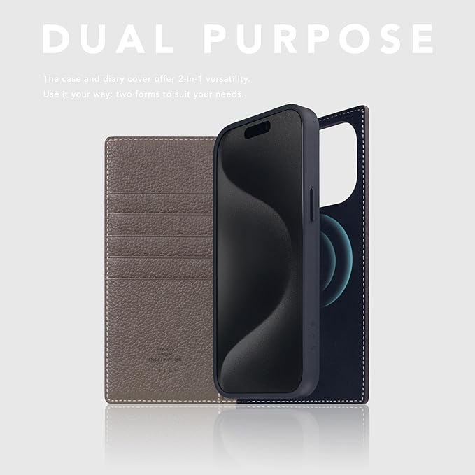 D8 Full Grain Leather Wallet Case for iPhone 15 Pro Max - [2-in-1] Handcrafted Detachable Diary Style with Magnetic MagSafe Back Cover, Gift Box Included (Etoffe Cream)-CubbioJoy