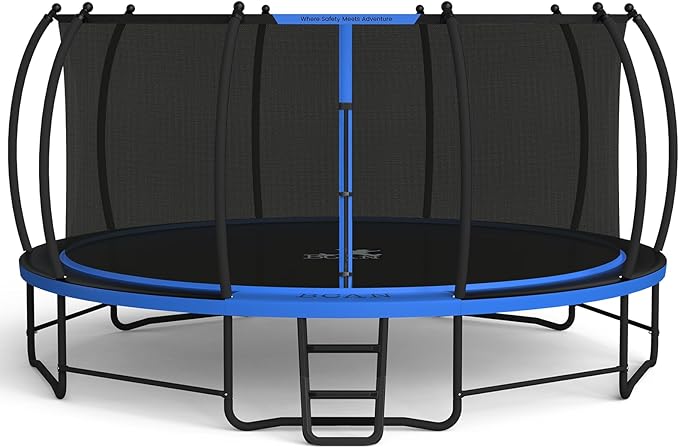 BCAN 8FT 10FT 12FT 14FT 15FT 16FT Recreational Trampoline with Enclosure for Kids Adults, ASTM Approved, Outdoor Trampolines with Ladder for Kids-CubbioJoy