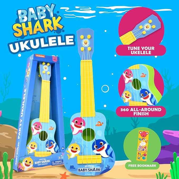 Baby Shark Kids Ukulele Musical Toys for Toddlers Party Guitar Ukulele Gift Play Instrument for Kids Boys Girls My First Musical Toy for Children-CubbioJoy