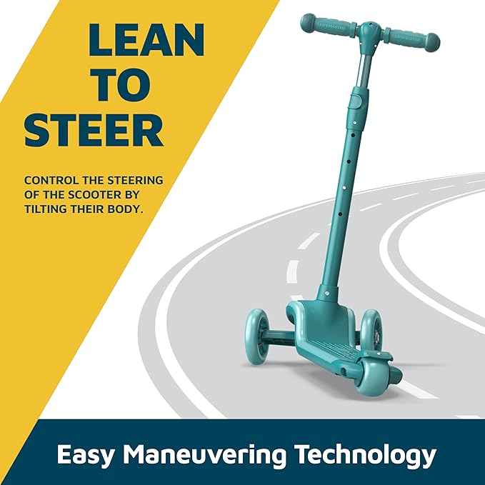 3-Wheel Kids Scooter with Multi-Color Lights on Deck & Wheels – 5-Height Adjustable Handlebar, Wide Anti-Slip Deck, Child Safety Certified, Boys & Girls Ages 3+ Supports Up to 150 lbs-CubbioJoy