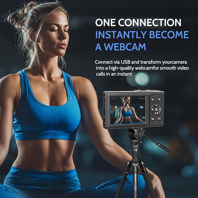 5K Digital Camera, Dual Screens Camera with 18X Digital Zoom, Compact Vlogging Camera for Teens, Beginner-Friendly Gift Pack, 32GB Card & 2 Batteries, Black-CubbioJoy