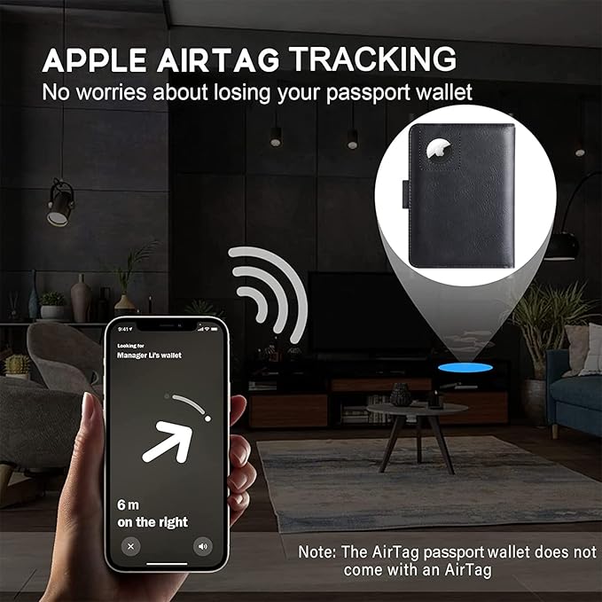 Airtag Passport Holder Cover Wallet Travel Essentials Leather RFID Blocking Case Vacation Luggage Must Haves Travel Accessories for Men Women (117#Black)-CubbioJoy