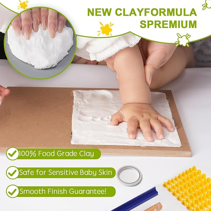 Baby Footprint and Handprint Clay Kit,Baby Hand and Footprint Kit,Clay Handprint Keepsake Frame,Newborn Keepsake Frame,Newborn Essentials Must Haves(black)-CubbioJoy