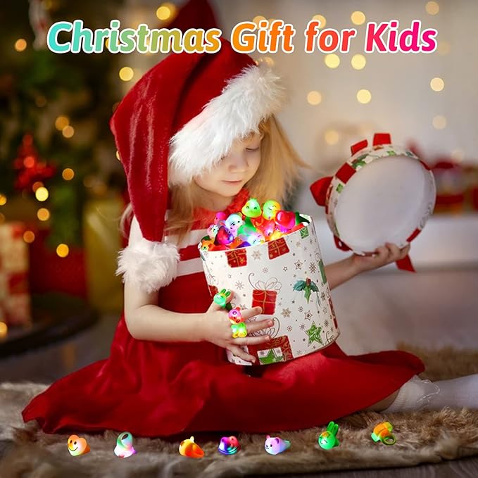 36 Pack Light Up Rings Glow in The Dark Party Supplies, Light up Party Favors, Goodie Bag Stuffers, Birthday Christmas Party Favors Classroom Prizes Cute Animal Treasure Box for Kids-CubbioJoy