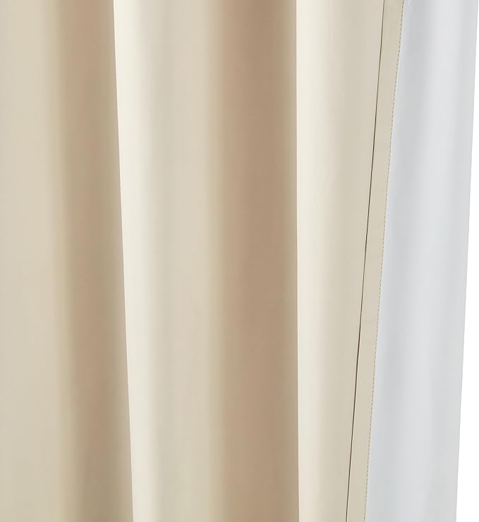 Amazon Basics Room Darkening Blackout Window Curtains 2 Panels with Grommets, for Living Room and Bedroom, 52 x 84 inches, Beige-CubbioJoy