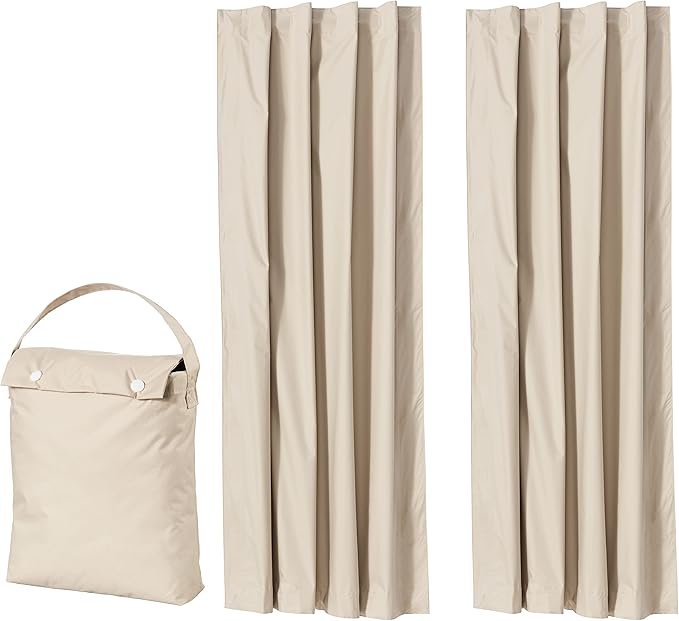 Amazon Basics Portable Blackout Curtain Shade with Suction Cups, 50"W x 78"L, 2-Pack, Beige-CubbioJoy