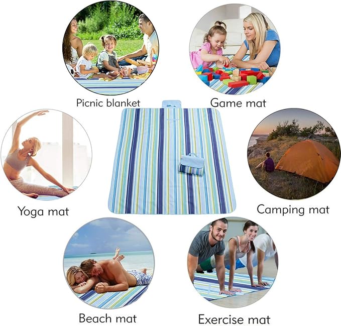 Beach Blanket Extra Large Picnic Blankets Sandproof Waterproof Outdoor Indoor Blanket Lightweight Handy Mat Portable Beach Mat for Camping Hiking Travel Park Grass-CubbioJoy