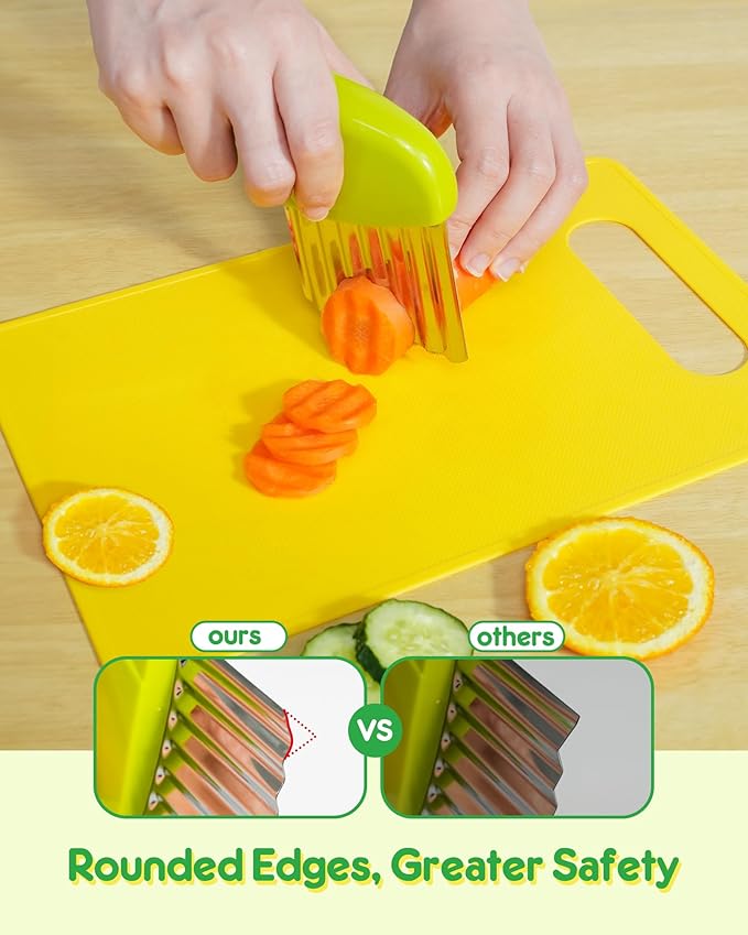 26 Pcs Kids Knife Set, Montessori Kitchen Tools for Toddlers' Real Cooking, BPA Free Knife Set Includes Crinkle Cutters Kid Safe Knives Cutting Board Peeler, Kitchen Tools for 4+ Year Old Girl Boy-CubbioJoy