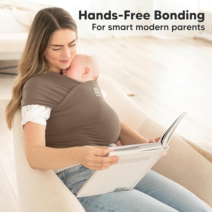 KeaBabies Baby Wrap Carrier - All in 1 Original Baby Carrier Newborn to Toddler Sling, Easy to Wear, Hands Free Bonding, Lightweight, Breathable Infant Wraps (Saddle Brown)-CubbioJoy