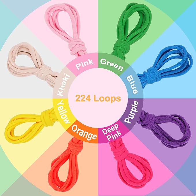 IQKidz 224 PCS Loom Loops Refill for Potholder Weaving Loom Kit Toys, Elastic DIY Arts and Crafts Loops Supplies for Kids Beginners, Perfect Birthday Gifts for 5 6 7 8-12 13 Year Old Girls-CubbioJoy