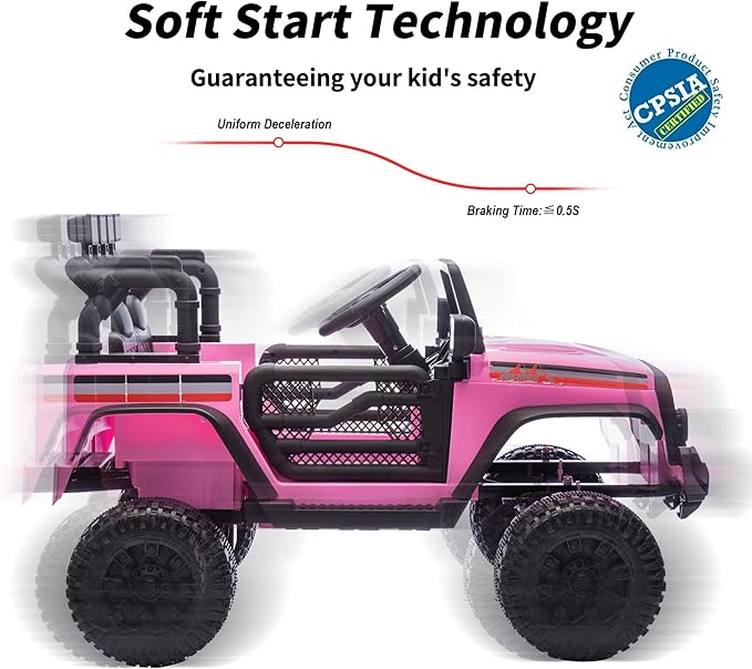 4WD Kids Ride on Car Truck, 12V 7Ah Kids Electric Vehicles Car Ride on Toy for Toddlers with Remote Control - Light Pink-CubbioJoy