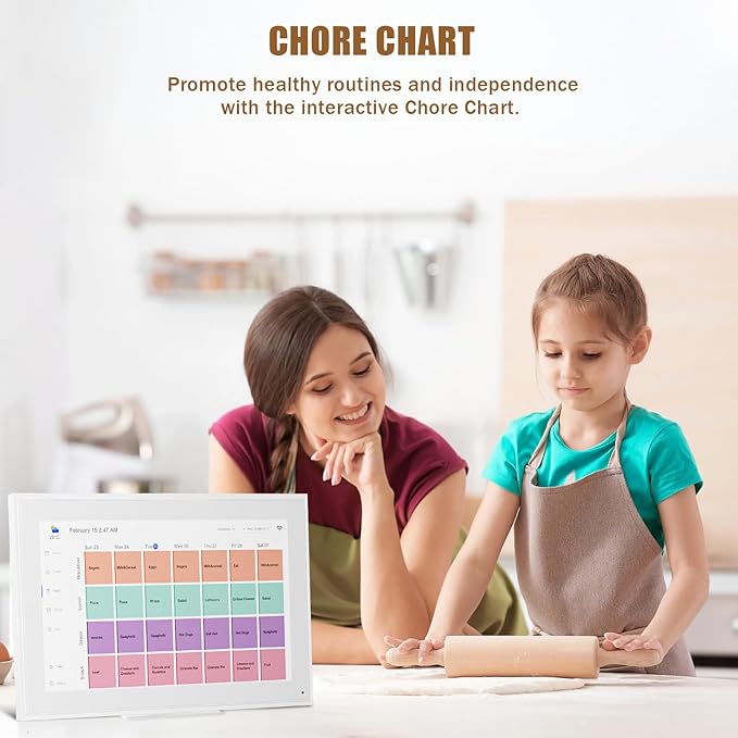 15.6-inch Wall Digital Calendar,2025 Smart WiFi Calendar & Chore Chart,Full HD Touchscreen Interactive Display for Family Schedules-Wall/Desk Mountable Planner,Meeting Reminders & Deadline Tracking-CubbioJoy