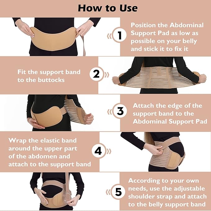 Belly Bands For Pregnant Women - Maternity Belt Pregnancy Support - Breathable Abdominal Binder, Back Support, Multiple Sizes And Colors For All Stages Of Pregnancy & Postpartum-CubbioJoy
