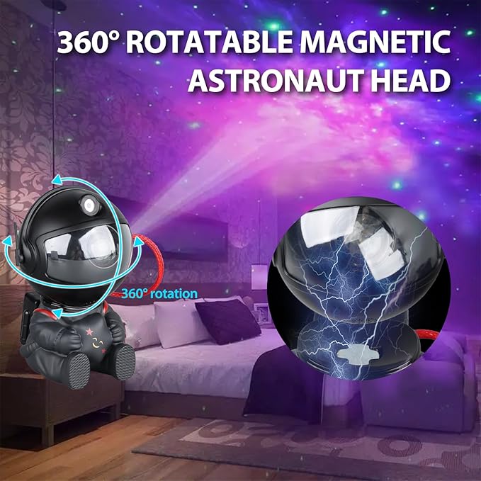 Astronaut Star Projector, Star Projector Galaxy Light for Kids，8 Modes Remote and 270° Adjustable Led Lights for Bedroom, Girls Room Decoration, Home Theater, Ceiling, Timer(Original Black)-CubbioJoy