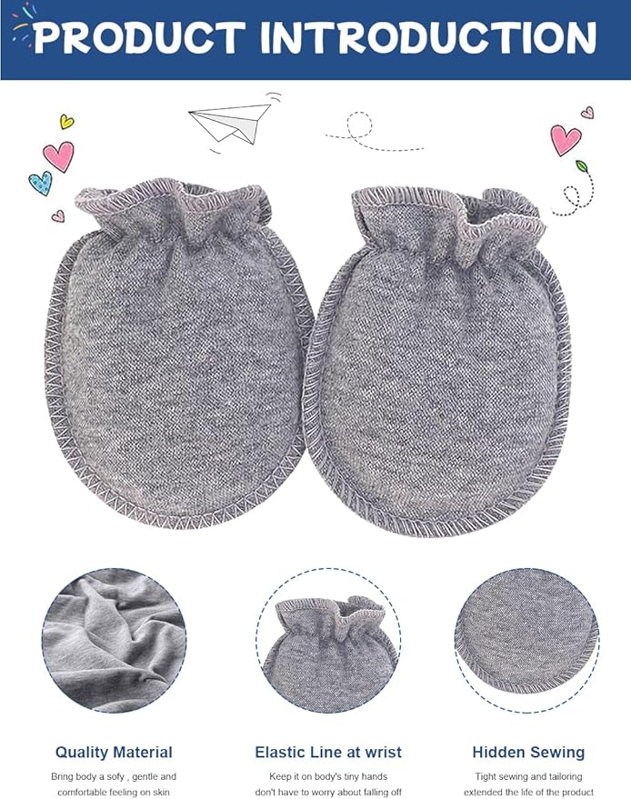 Cute Baby Mittens Newborn, No Scratch Baby Boy Mittens, Baby Girl Hat Gloves for Toddlers, Infant, Newborn-CubbioJoy