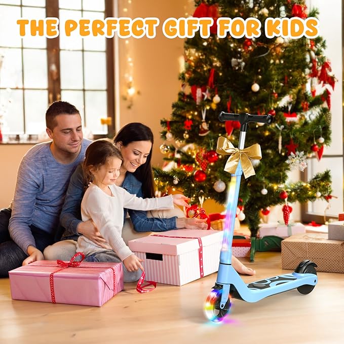 CBD Electric Scooter for Kids, 6 Mph Top Speed, Up to 5 Miles Range, 5.3" Solid Tires Wheel and Front Light, Kick Scooter Adjustable Height for Kids Age 6-12-CubbioJoy