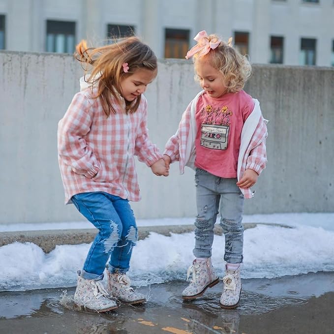 Douhoow Toddler Baby Plaid Jacket Baby Boy GIrl Flannel Hoodies Zip Up Hooded Fall Winter Outerwear Coat-CubbioJoy