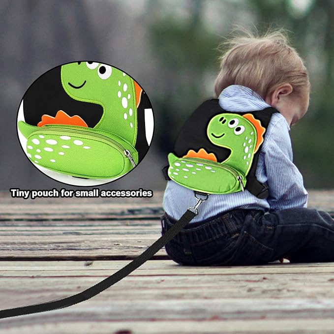 Accmor Toddler Harness Leash, Cute Dinosaur Kids Harness Child Leash with Anti Lost Wrist Link for Outdoor Travel, Adorable Baby Walking Harness Wristband Assistant Strap for 1-3 Years Old Boys Girls-CubbioJoy