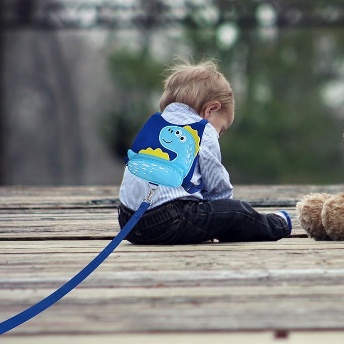 Accmor Toddler Harness Leash with Anti Lost Wrist Link, Cute Dinosaur Kids Walking Restraint Belt, Keep Child Close Hand Strap Tether for Baby Boys Girls Outdoor Travel-CubbioJoy