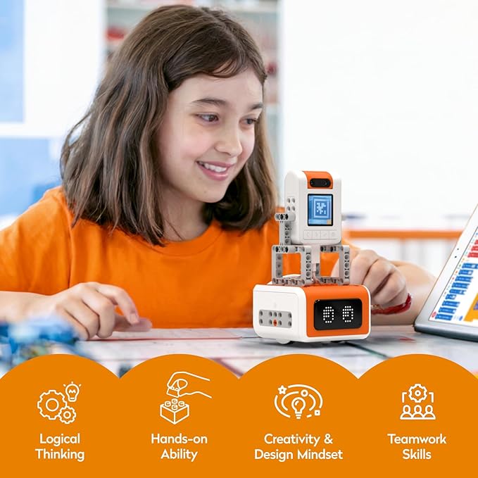 AI Vision Kit for VinciBot with a 180° Flip Camera, Programmable Screen and Modular Structure Can Add 7 Visual Functions, for Beginners and Advanced Learners of AI from 8-12-CubbioJoy