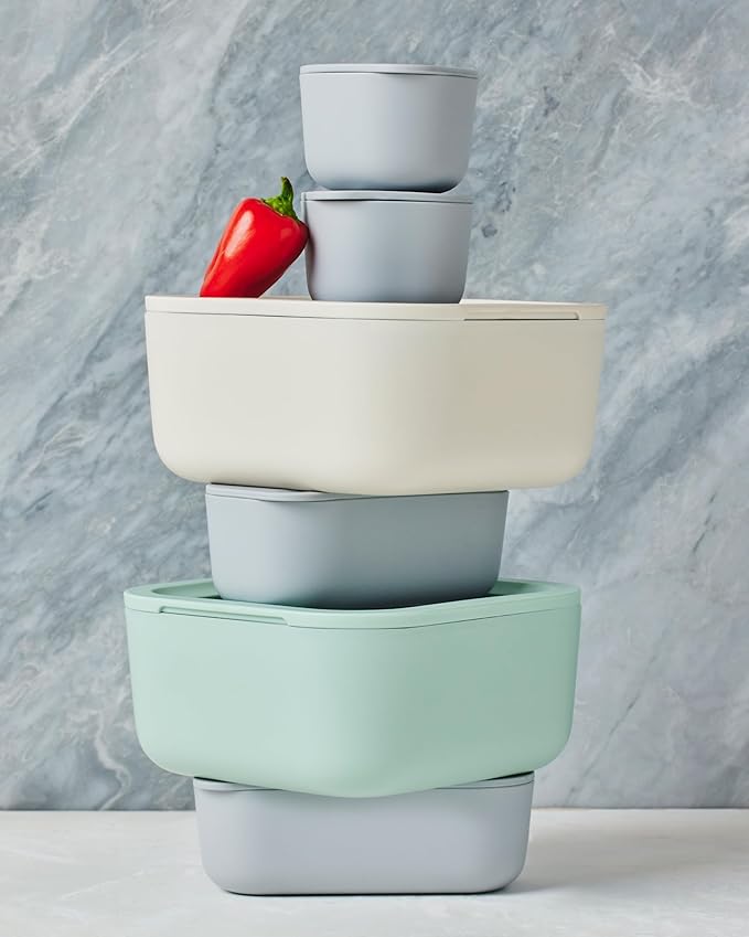 Caraway Glass Food Storage - 10 Cup Glass Container with Ceramic Coated Non-Stick Lids - Easy to Store, Non-Toxic, Dishwasher, Oven, & Microwave Safe-CubbioJoy