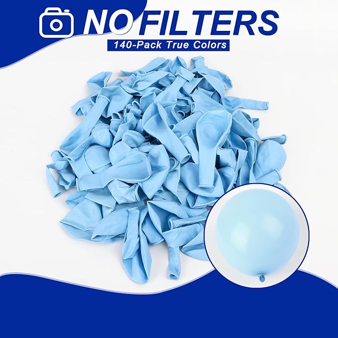 140pcs Makani Blue Round Balloons Different Sizes 18 12 10 5 Inch Latex Balloons for Arch Decoration Party Balloon Kit for Graduation Birthday Party Wedding Balloon Baby Shower Decoration-CubbioJoy