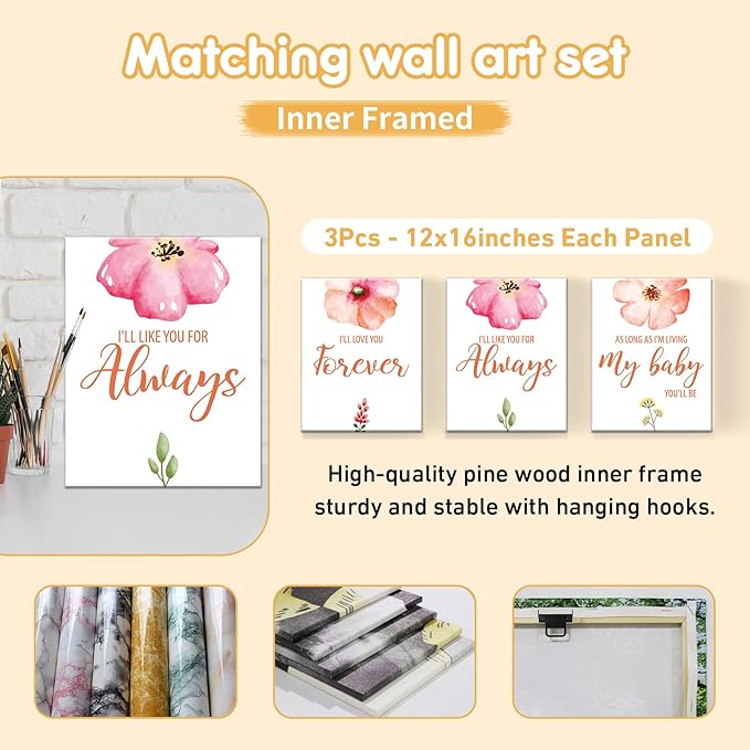 Custom Baby Bedding Set - 5 Pcs Customized Nursery Bedding Set with Name - Comfortable Double Layer Crib Sets for Girls Boys - Personalized Gifts for Toddler Infant New Parents - Orange Flowers-CubbioJoy