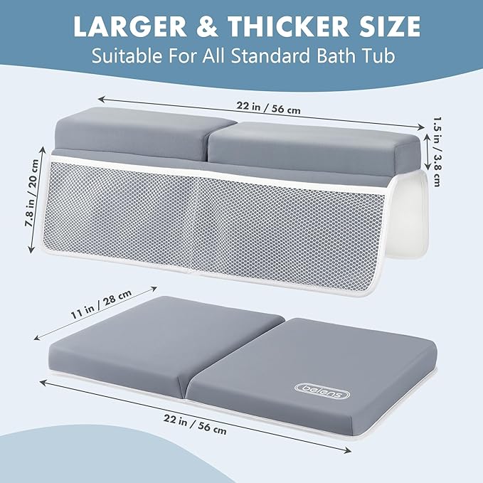 beiens Bath Kneeler and Elbow Rest Pad Set - 1.5'' Comfortable Thick Baby Bath Kneeler Pads, Quick Dry Soft Kneeling Pad for Baby Bath Time, Non-Slip Knee& Arm Support Bathtub Mat with Toys Organizer-CubbioJoy
