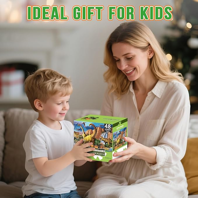 Jumbo Floor Puzzle for Kids,48 Piece Waterfall Dinosaur Large Jigsaw Puzzles, Fun Preschool Educational Toy for Toddlers Ages 3-5,Gift for Boy Girl Ages 4-8-CubbioJoy