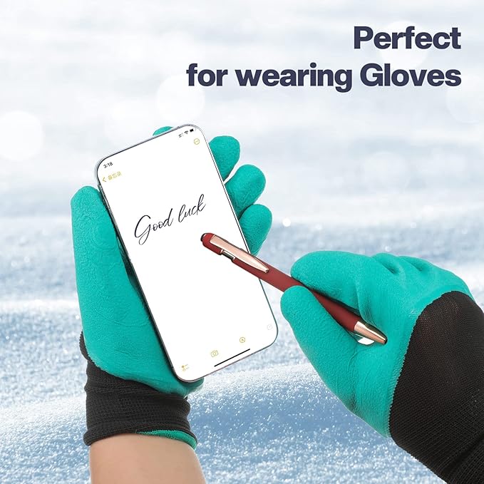 8 Pieces Ballpoint Pen with Stylus Tip Black Ink 2 in 1 Stylus Metal 1.0 mm Medium Point Smooth Pen Rainbow Colorful Rubberized Ballpoint for Touch Screen Tablet(Red, Green, Navy, Black)-CubbioJoy