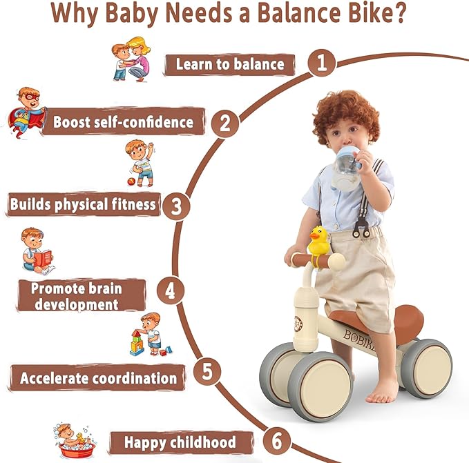 Baby Balance Bike Toys for 12-36 Months Kids Toy Boy and Girls Gifts Toddler Best First Birthday Gift Children Walker No Pedal Infant 4 Wheels Bicycle (Classic, White)-CubbioJoy