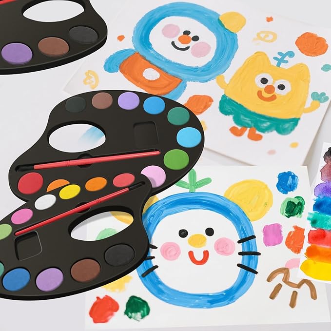 24 Pack Watercolor Paint Set Bulk, with 12 Vibrant Colors and 24 Brushes, Washable Water Color Paint Sets for Kids and Adults, Ideal Gift for Art Party Favors, School Classroom Supplies-CubbioJoy