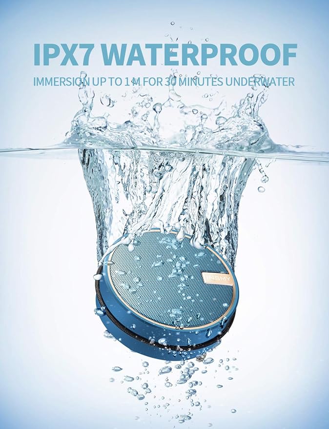 INSMY C12 IPX7 Waterproof Shower Bluetooth Speaker, Portable Small Speaker, Speakers Bluetooth Wireless Loud Clear Sound Support TF CSuard ction Cup for Outdoor Kayak Canoe Beach Gift (Navy)-CubbioJoy