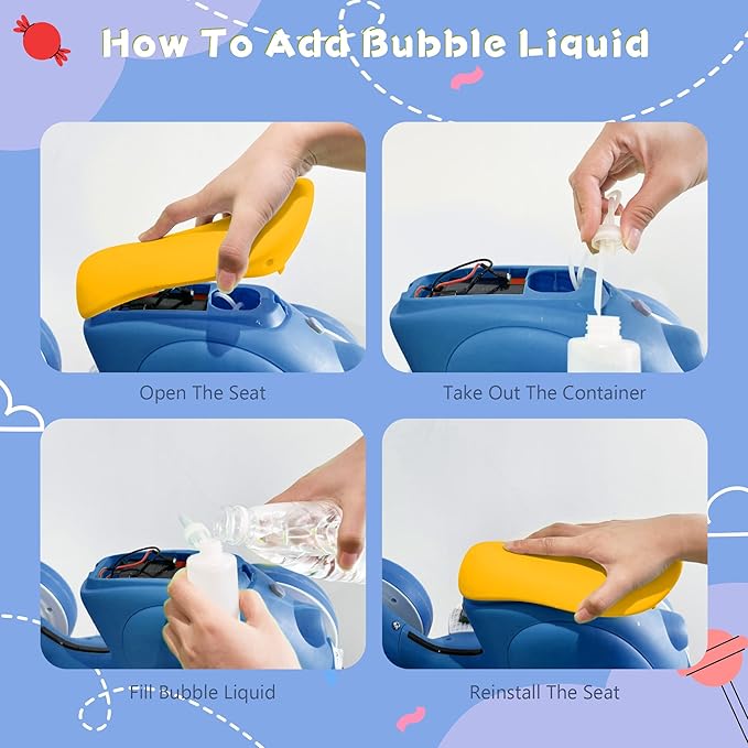 6V Electric Baby Balance Bike with Bubble Machine,4 in 1 Toddler Balance Bike w/Remote for 1 Year Old Boys Girls Kids Bubble Bike Ride on Toys w/Powered Motor,Music,LED Lights (Blue&Red)-CubbioJoy