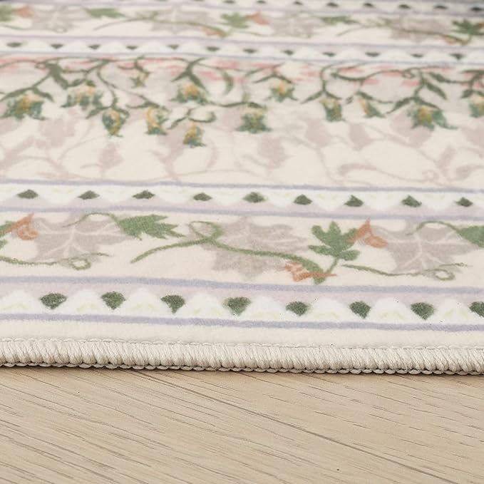 5x7 Area Rugs Impressionist-Style Vintage Washable Area Rug Non Slip Low Pile Large Rugs for Living Room Bedroom Farmhouse Dining Room Kids Playroom, Beige-CubbioJoy