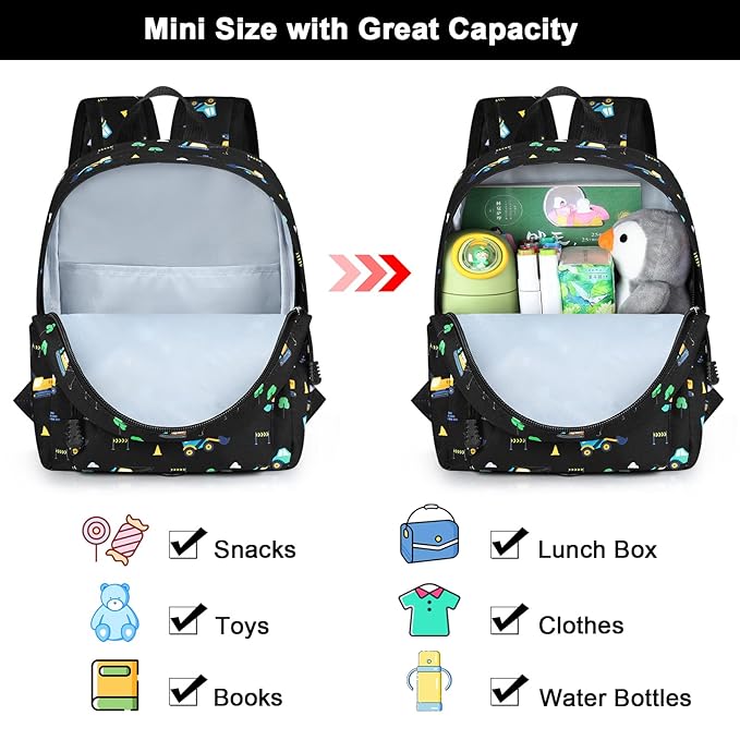 Accmor Toddler Backpack Leash, Mini Child Backpack with Anti Lost Wrist Link, Cute Kids Backpack Walking Harness for Outdoor Travel, Adorable Excavator Backpack Tether for Baby Boys Girls Ages 1-3-CubbioJoy