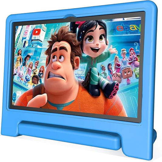 JREN Tablet for Kids｜10 Inch Kids Tablet Android 14｜Octa-core｜64GB｜WiFi ｜Bluetooth｜Parental Control｜Children Content｜Children Toddler Blue-CubbioJoy