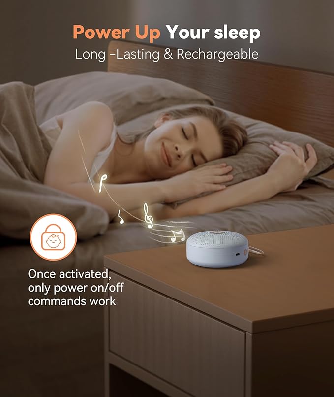 Dreamegg White Noise Machine - Portable Sound Machine for Baby Adult, Features Powerful Battery, 21 Soothing Sound, Noise Canceling for Office & Sleeping, Sound Therapy for Home, Travel(2Light Blue)-CubbioJoy