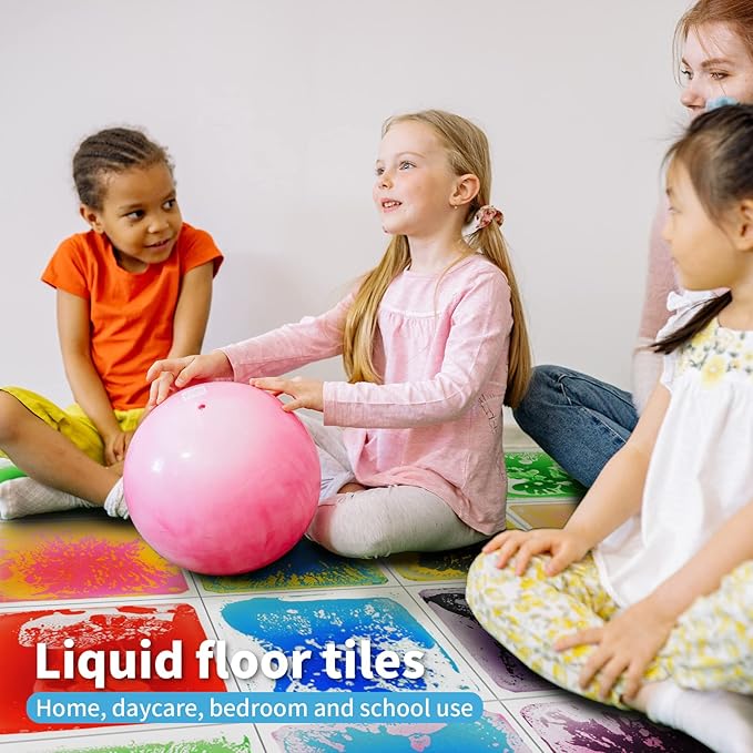 Art3d Liquid Fusion Activity Play Mat for Kids, Pack of 9 Tiles 12" X 12", Multi-Color-CubbioJoy