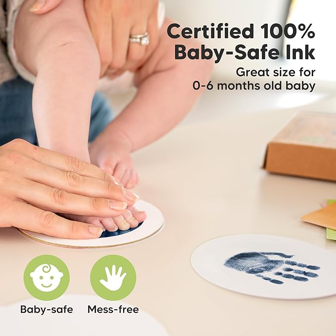 2-Pack Round Inkless Baby Hand and Footprint Kit - Mess Free Ink Pad for Newborn Keepsake, Dog Nose & Paw Print Kit, Clean Touch Ink Pad for Baby Hand & Footprints, Ideal New Mom Gifts (Navy)-CubbioJoy