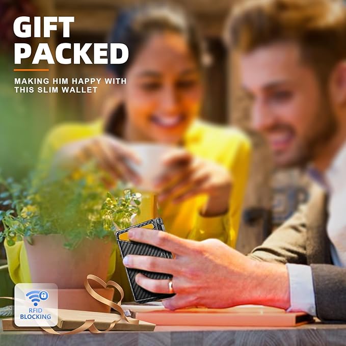 BULLIANT Men Wallet,Money Clip Wallet Slim For Gift Men 9Cards-Metal Credit Card Case in Magnetic Leather Flip-CubbioJoy