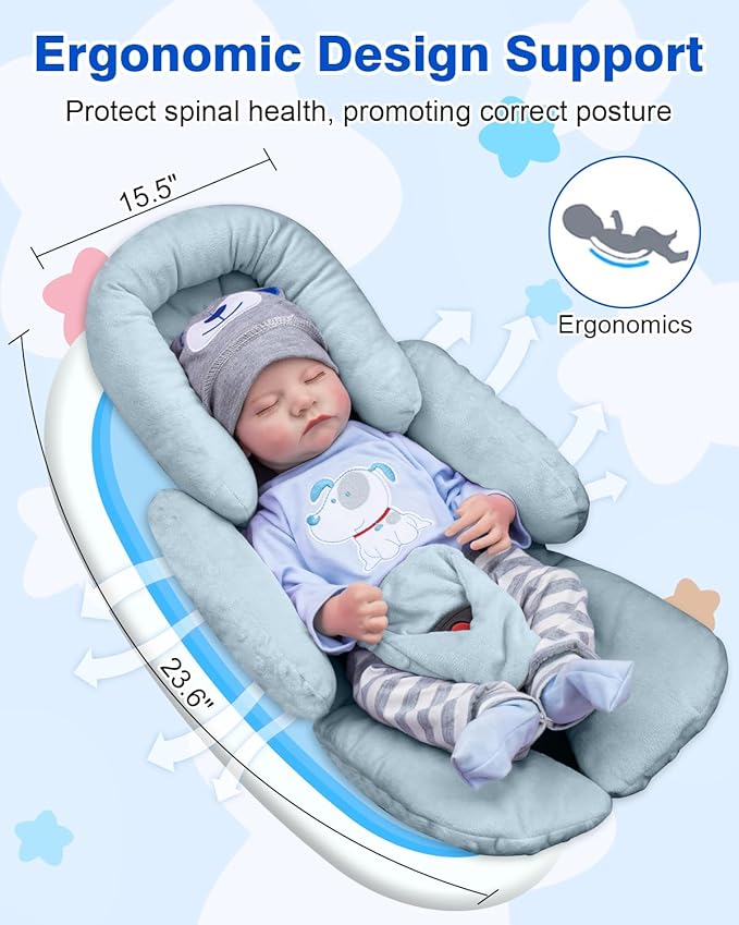 Infant Insert Compatible with Mamaroo Swing & Graco Swing, Thickened Baby Car Seat Head Support with Shoulder Covers, Breathable Newborn Car Seat Insert for Preemie to Toddler-CubbioJoy