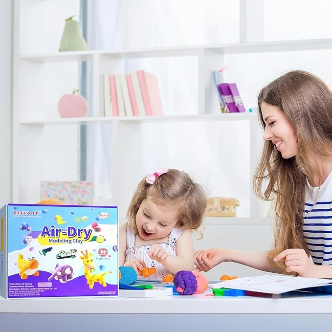 Air Dry Clay 56 Colors, Modeling Clay for Kids, DIY Model Magic Clay, Molding Clay Kit with Sculpting Tools, Non-Sticky Soft and Super Light, Arts and Crafts Gift for Boys Girls Kids.-CubbioJoy